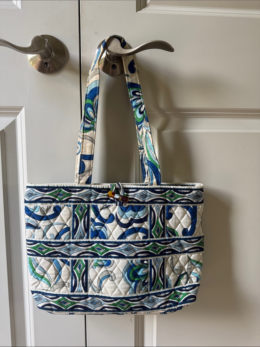 Vera Bradley Quilted Blue, Green & White Patterned Tote